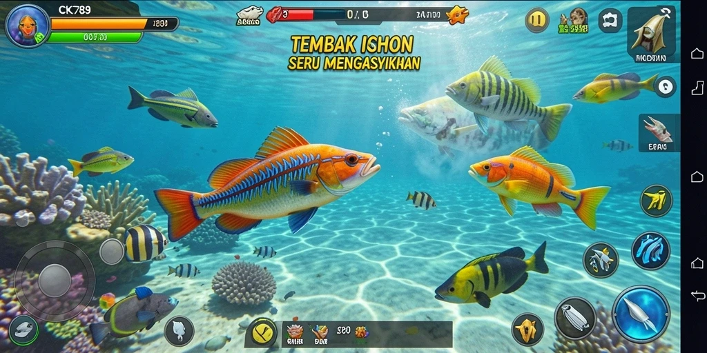 Tampilan gameplay CK789 yang seru dalam menembak ikan.
