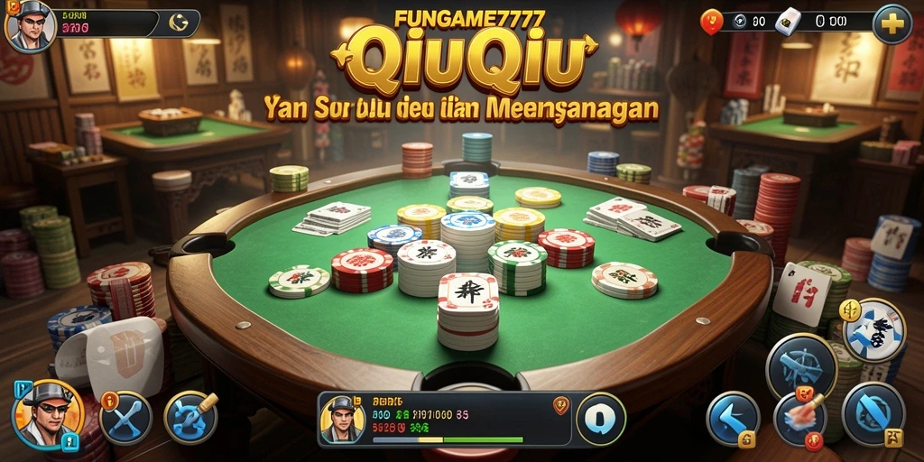 Tampilan gameplay seru dari FUNGAME777 yang menampilkan kartu QiuQiu.