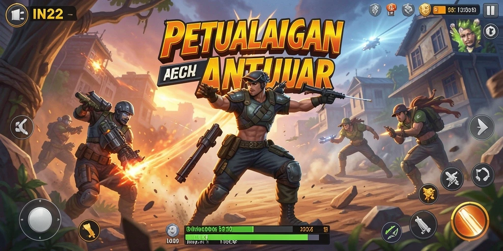 Screenshot dari gameplay aksi yang mendebarkan di IN22.