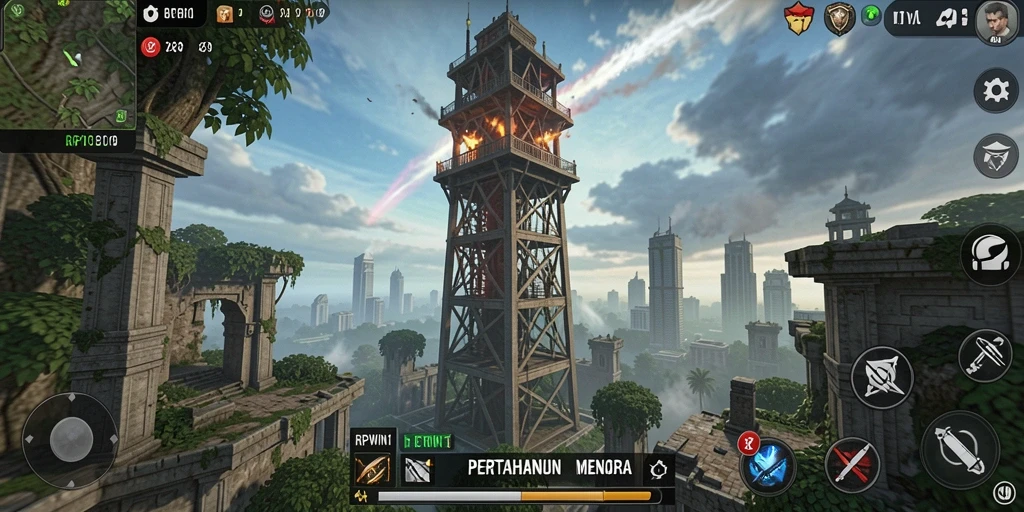 Tampilan gameplay RPWIN1 dalam aksi Tower Defense yang mendebarkan.