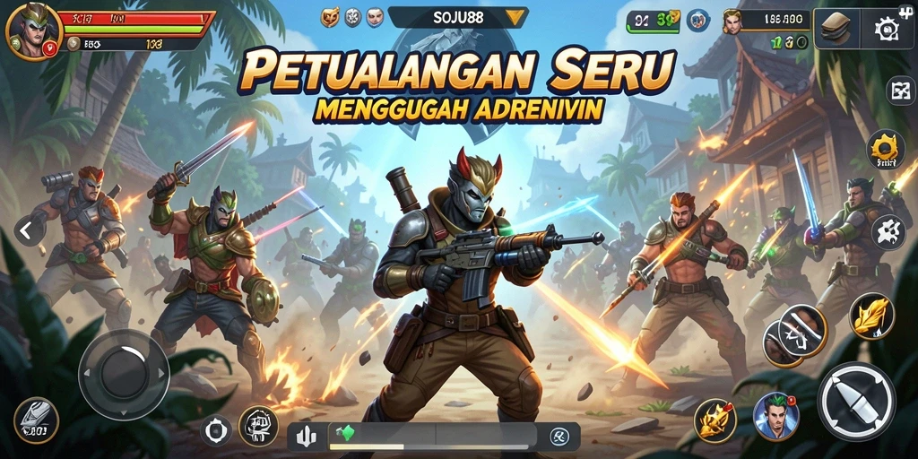Tampilan gameplay SOJU88 yang menegangkan dan penuh aksi.