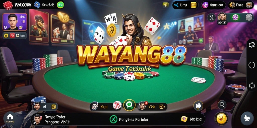 Screenshot utama WAYANG88 menampilkan aksi seru permainan Poker.